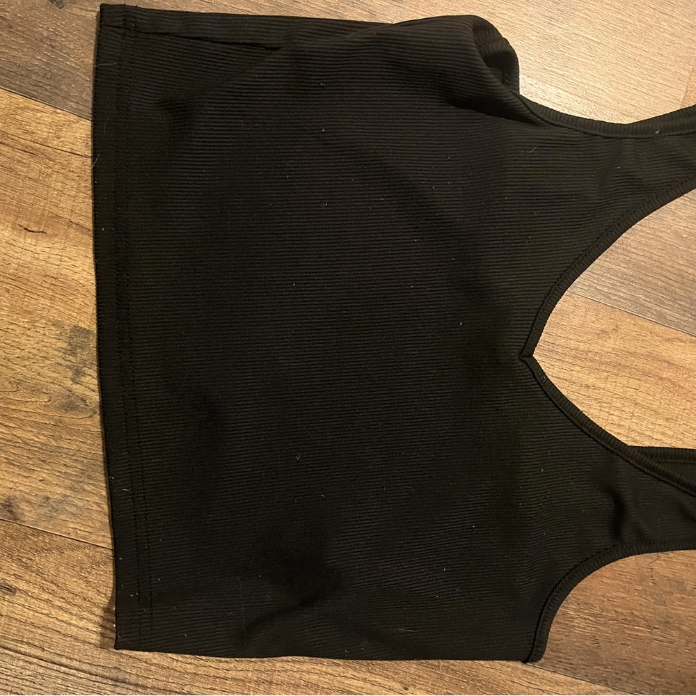 Black Ribbed Crop Top
